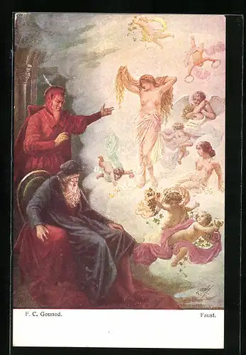 Künstler-AK Fr. Rösler: Dr. Faust und Mephisto, Charles Gounod