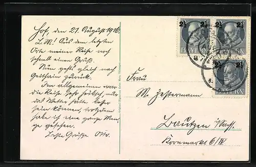 AK Hof i. B., Ortsansicht aus der Vogelschau