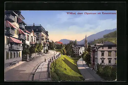 AK Wildbad, Obere Olgastrasse mit Kernerstrasse