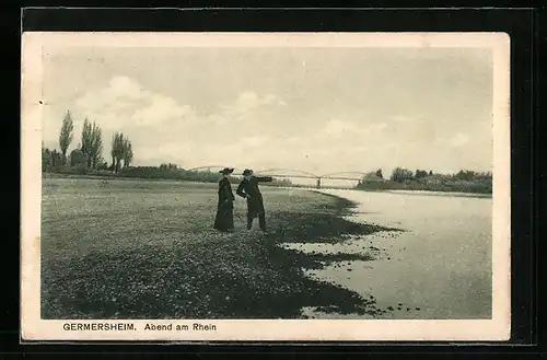 AK Germersheim, Abendpartie am Rhein