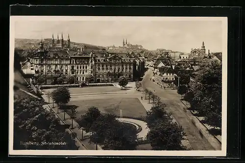 AK Bamberg, Schönleinplatz aus der Vogelschau