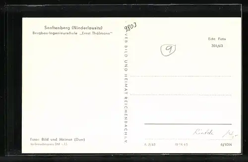 AK Senftenberg (Niederlausitz), Bergbau-Ingenieurschule Ernst Thälmann