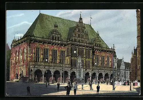 AK Bremen, Rathaus mit Menschen
