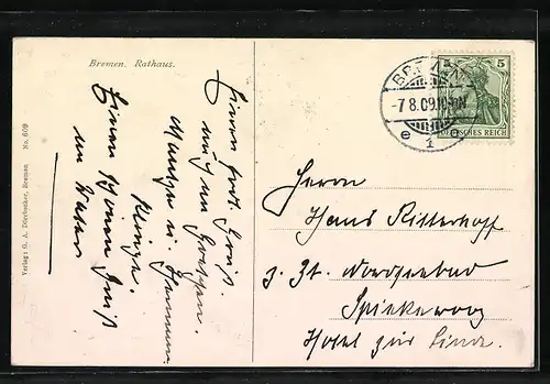 AK Bremen, Rathaus mit Menschen