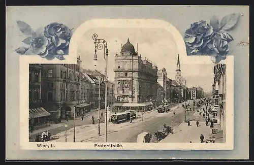 AK Wien, Praterstrasse mit Strassenbahn