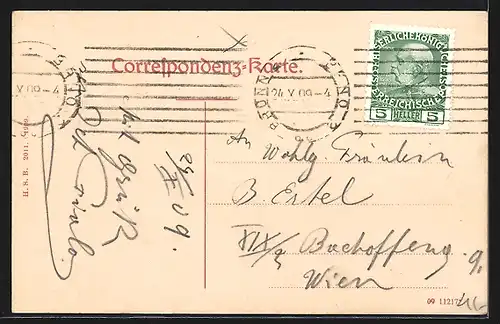 AK Brünn, Zentral-Bahnhof mit Strassenbahn