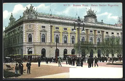 AK Buenos Aires, Banco Nacion Argentina con tranvias