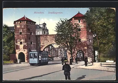 AK München, Strassenbahn am Sendlingertor