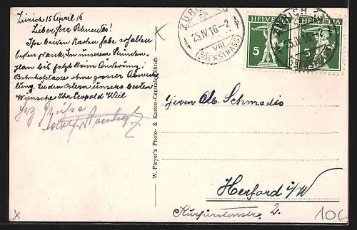 AK Zürich, Rathaus, Zunfthäuser und Strassenbahn