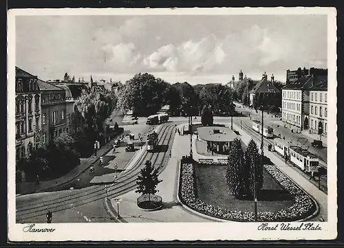 AK Hannover,  Platz mit Strassenbahn