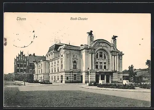 AK Thorn / Torun, Stadt-Theater mit Vorplatz