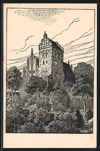 Künstler-AK Dt. Eylau, Ordenskirche