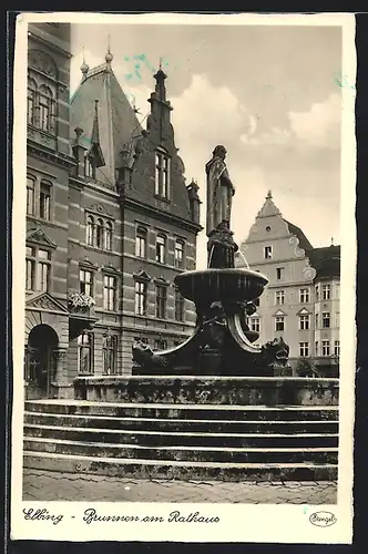 AK Elbing, Brunnen und Rathaus