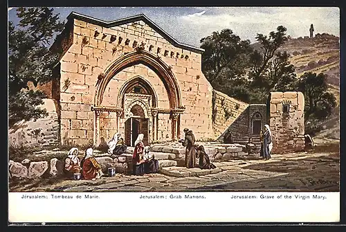Künstler-AK Friedrich Perlberg: Jerusalem, an der Grabstätte Mariens