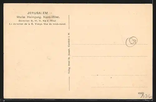 AK Jerusalem, Maria Heimgang, Nord-West