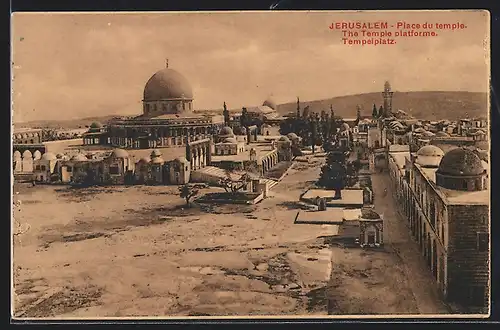 AK Jerusalem, Tempelplatz aus der Vogelschau
