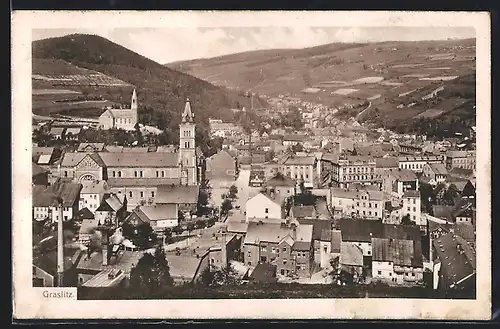 AK Graslitz, Teilansicht mit Kirche