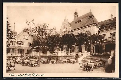 AK Marienbad, Garten des Cafe Rübezahl