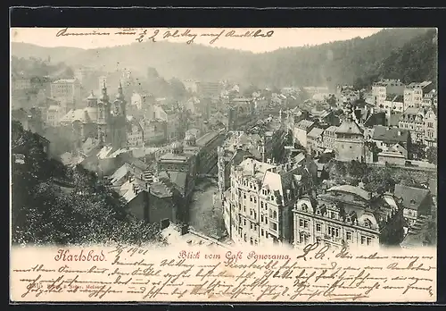 AK Karlsbad, Blick vom Cafe Panorama auf den Ort
