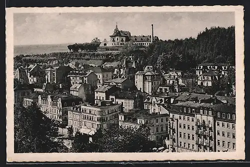 AK Marienbad, Strasse mit Cafe Egerländer