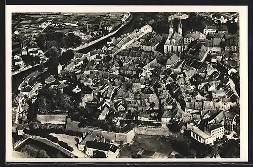 AK Eger, Blick auf die Altstadt vom Flugzeug aus