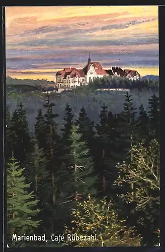 Künstler-AK Marienbad, Cafe Rübezahl