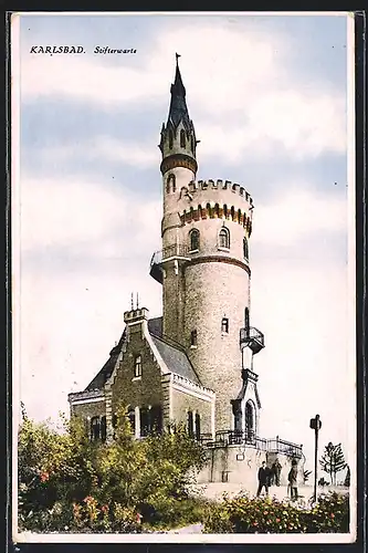 AK Karlsbad, Stifterwarte mit Leuten