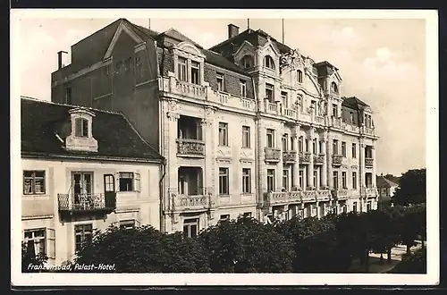 AK Franzensbad, Palast-Hotel mit Promenade aus der Vogelschau
