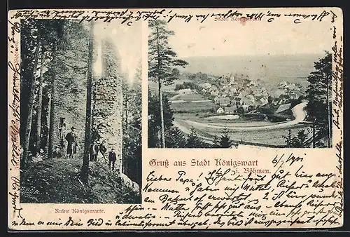 AK Königswart i. B., Ruine Königswarte, Gesamtansicht der Stadt