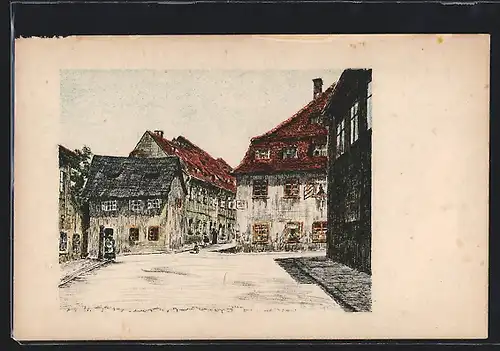 Künstler-AK Eger, Blick in die Vohburggasse