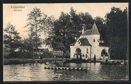 AK Franzensbad, Partie am Stadtteich