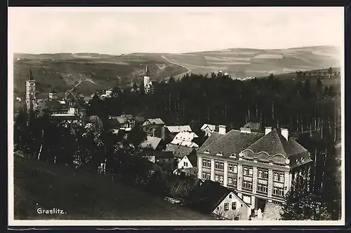 AK Graslitz, Ortsansicht aus der Vogelschau
