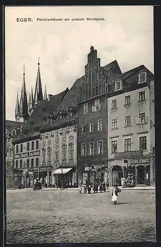AK Eger, Patrizierhäuser am unteren Marktplatz