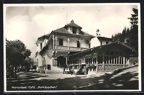 AK Marienbad, Partie am Cafe Rotkäppchen