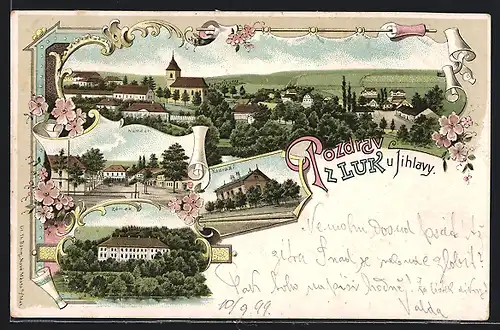 Lithographie Luka, Namesti, Zamek, Nadrazi