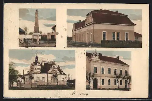 AK Moravany, Gebäudeansichten, Denkmal