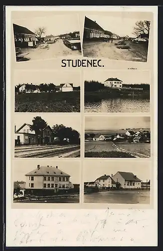 AK Studenec, Bahnhof, Strassenpartie, Ortspartie