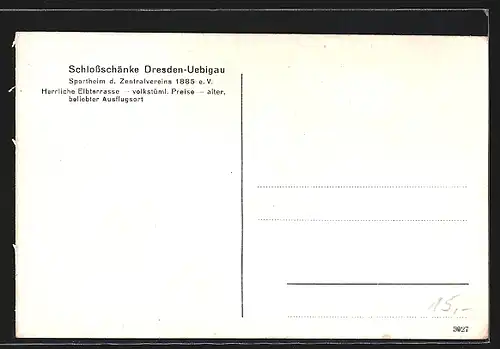 AK Dresden-Uebigau, Gasthaus Schlossschänke, Sportheim des Zentralvereins 1885 e. V.