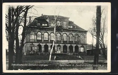 AK Uebigau b. Dresden, Gasthaus Schloss-Schänke, Sportheim des Zentralvereins 1885 e. V.