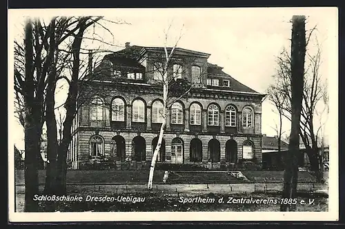 AK Uebigau b. Dresden, Gasthaus Schloss-Schänke, Sportheim des Zentralvereins 1885 e. V.