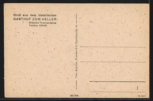 AK Dresden-Trachenberge, Blick auf Gasthof zum Heller