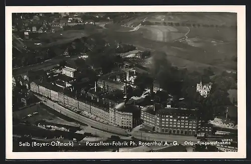 AK Selb, Porzellan-Fabrik Ph. Rosenthal AG, Luftbild