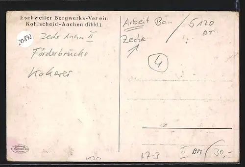 Künstler-AK Kohlscheid bei Aachen, Eschweiler Bergwerks-Verein