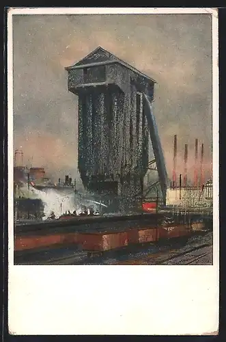 Künstler-AK Kohlscheid-Aachen /Rhld., Eschweiler Bergwerks-Verien, Zeche Anna II, Kohlebergbau