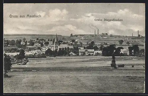 AK Mausbach, Ortsansicht mit Grube Diepenlinchen