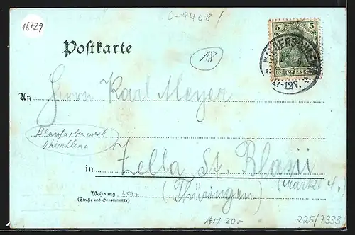 Mondschein-Lithographie Niederschlema, Panorama-Restaurant, Ortsansicht, Ortsansicht Schneeeberg