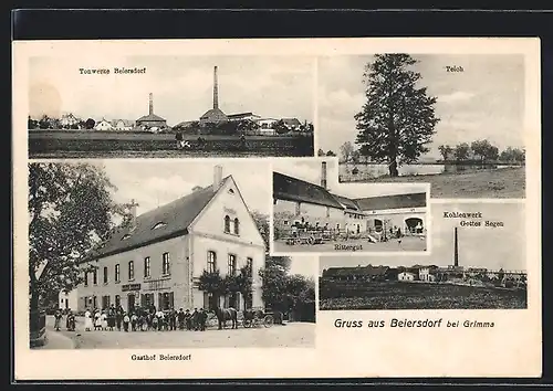 AK Beiersdorf, Gasthof Beiersdorf, Kohlenwerk Gottes Segen, Tonwerke