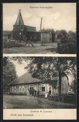 AK Bannetze, Bohrturm Stephansglück, Gasthaus W. Lammers