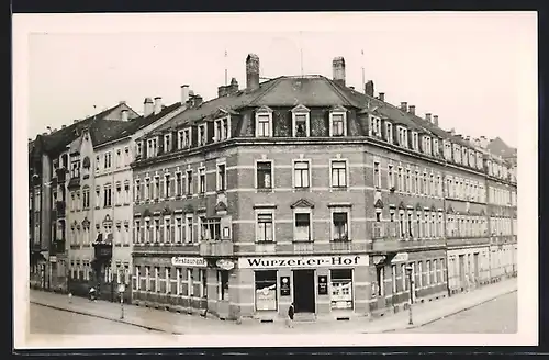 AK Dresden-Pieschen, Gasthaus Wurzerer-Hof in der Leisniger Strasse, Ecke Wurzener Strasse