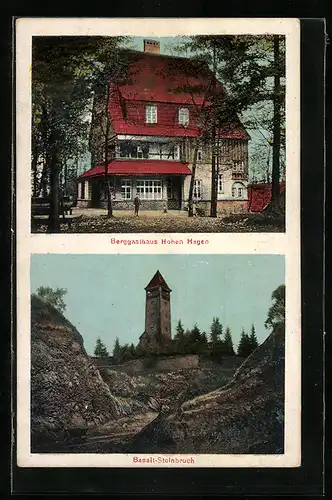 AK Hohenhagen, Berggasthaus Hohen Hagen, Basalt-Steinbruch